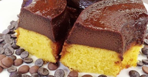 Bolo de cenoura com pudim de chocolate